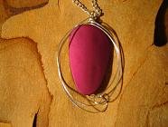 Example 'Satin' effect Hot Pink wire wrapped pendant