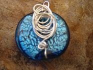 Example Blue/black glass bead pendant