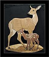 Doe and Fawn    made from Oak, Sycamore, Beech etc