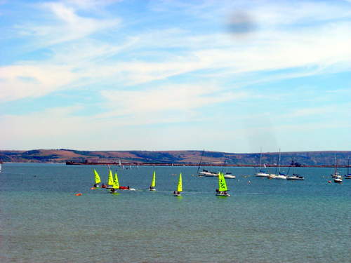 School Kids sailing in Weymouth Bay.